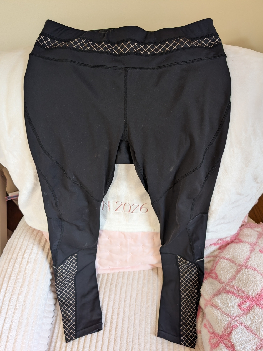 Athleta Black High-Rise Leggings with Diamond Mesh Accents